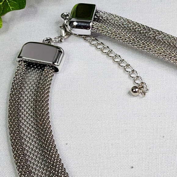 Large Silver Statement Wire Art and Druzy Stone Necklace with Earrings Set - Picture 4 of 12